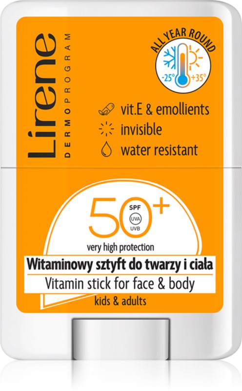 Lirene Vitamin Stick For Face&Body Tratament local pentru protectie solara pentru fata si corp SPF 50 15 g