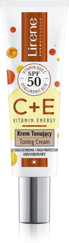 Lirene Vitamin Energy C+E cremă pentru față pentru uniformizarea nuantei tenului SPF 50 30 ml