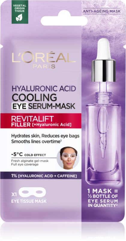 L’Oréal Paris Revitalift Filler Mască textilă cu efect de iluminare și hidratare pentru ochi 11 g