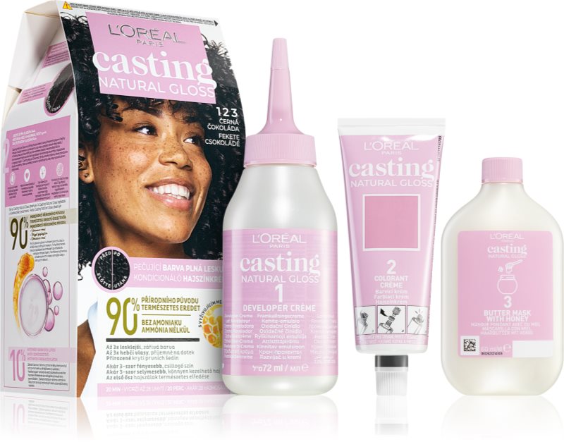 L’Oréal Paris Casting Creme Natural Gloss vopsea de păr semipermanentă culoare 123 BLACK GANACHE 1 buc
