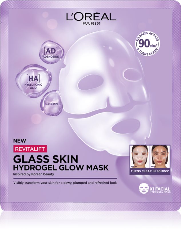 L’Oréal Paris Revitalift Filler Glass Skin mască hidrogel cu efect iluminator 25 g