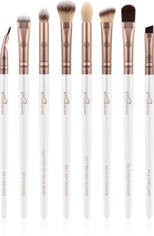 Luvia Cosmetics Prime Vegan All Eye Want set perii machiaj pentru ochi Pearl White / Metallic Coffee Brown