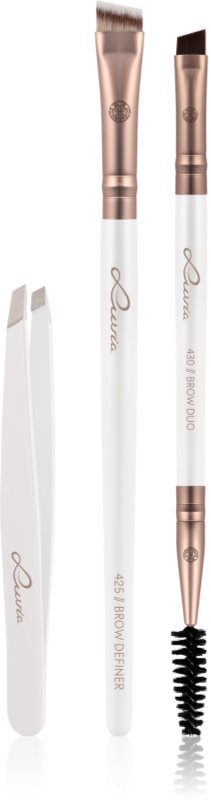 Luvia Cosmetics Prime Vegan Brow Kit set pentru aranjarea sprâncenelor Pearl White / Metallic Coffee Brown