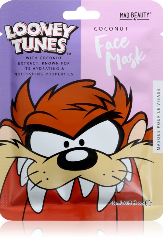 Mad Beauty Looney Tunes Taz mască textilă hidratantă cu efect antioxidant 25 ml