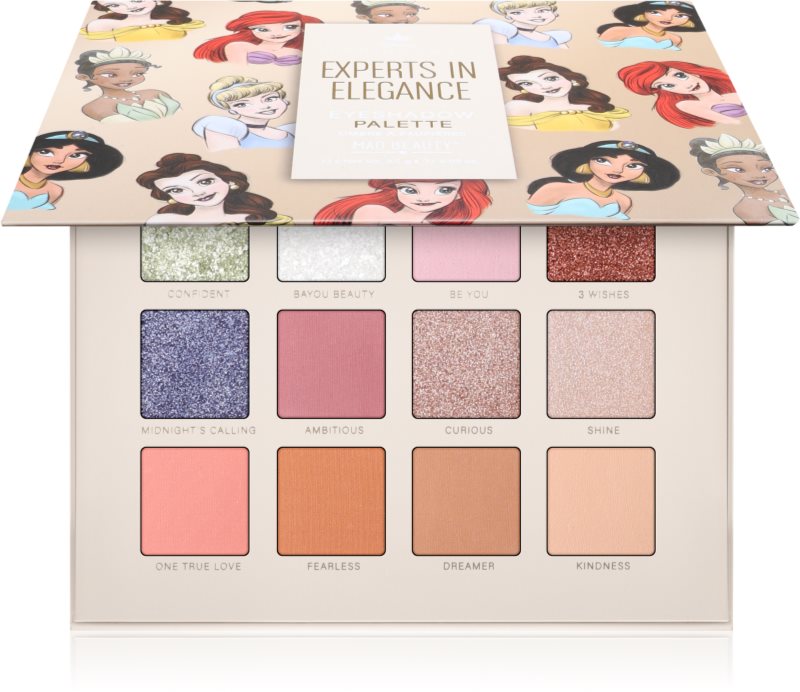 Mad Beauty Disney Princess Experts In Elegance paletă cu farduri de ochi 12x2.5 g