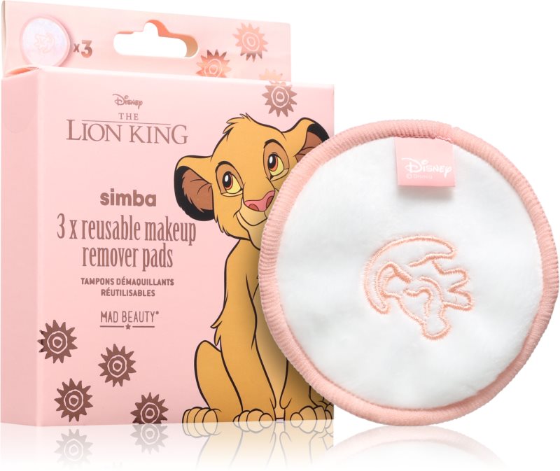 Mad Beauty Lion King Simba dischete demachiante pentru make-up 3 buc
