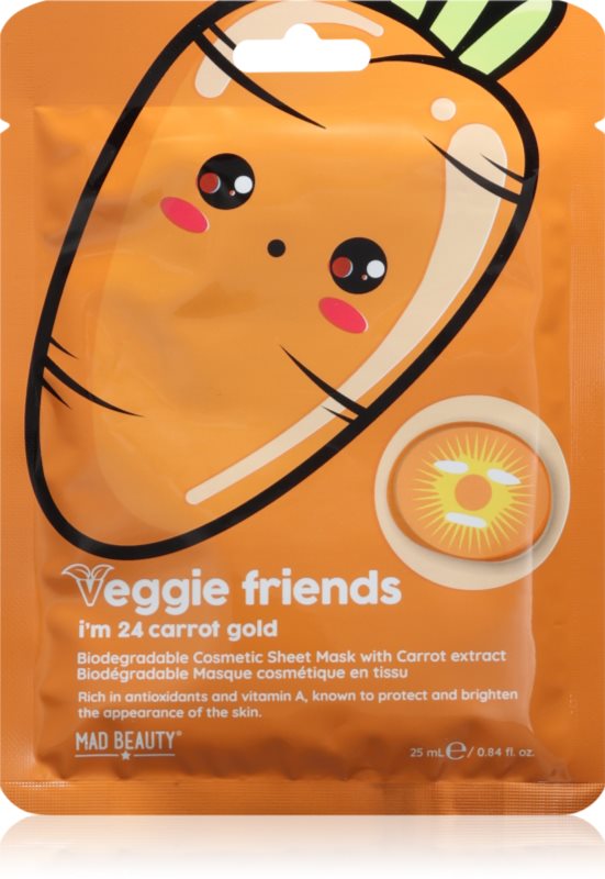 Mad Beauty Veggie Friends Carrot masca pentru celule cu efect iluminator 25 ml