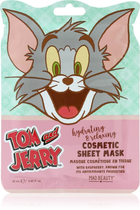 Mad Beauty Tom & Jerry Sheet Mask - Tom mască textilă hidratantă cu acid hialuronic 1 buc