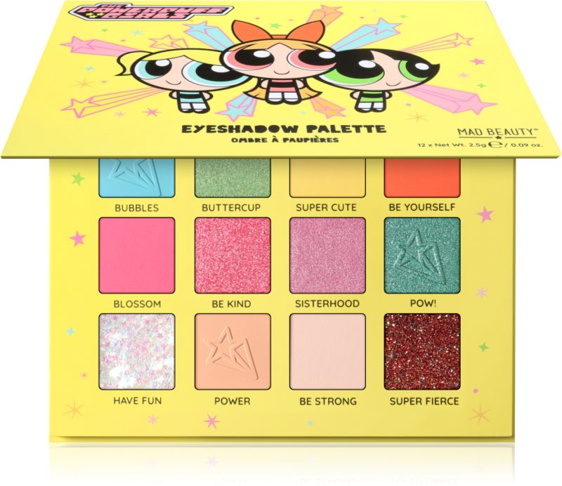 Mad Beauty The Powerpuff Girls paletă cu farduri de ochi 12x2.5 g