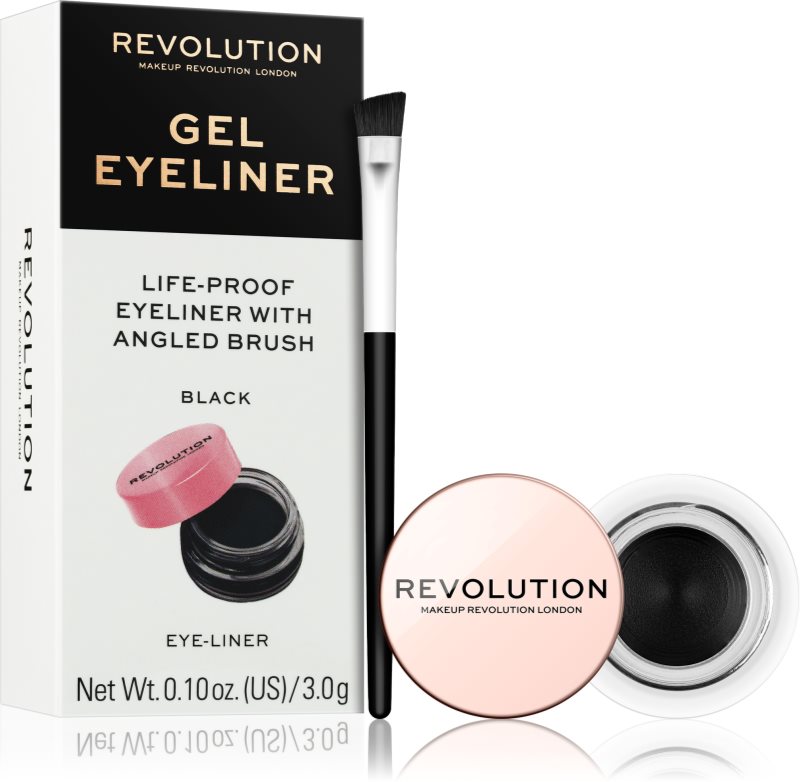 Revolution Gel Eyeliner Pot eyeliner-gel cu pensula culoare Black 3 g