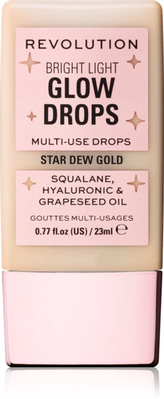 Revolution Bright Light Glow Drops iluminator lichid culoare Golden Star Dew 23 ml