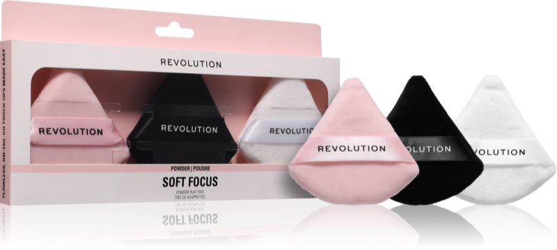 Revolution Soft Focus Powder Puff Trio puf pentru pudra 3 buc