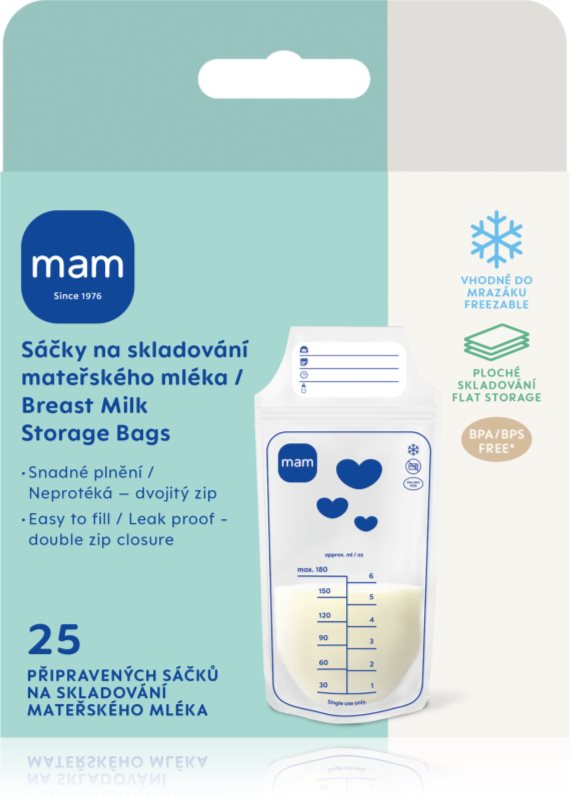 MAM Breast Milk Storage Bags săculeți pentru păstrarea laptelui matern 25 buc