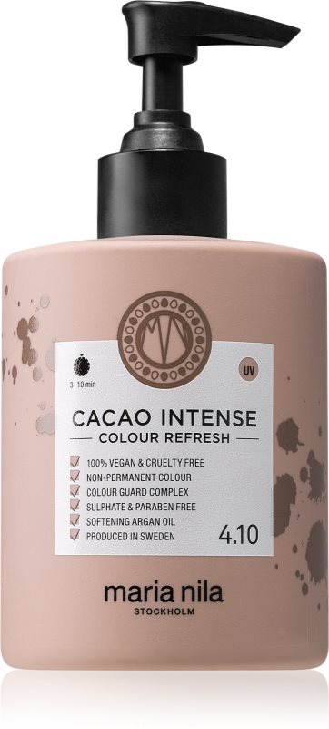 Maria Nila Colour Refresh Cacao Intense mască fină de hrănire fără pigmenți permanenți de culoare rezistă la 4 - 10 spălări 4.10 300 ml