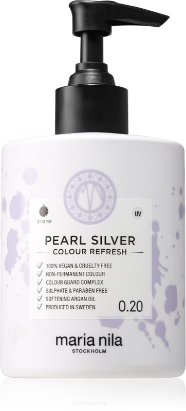 Maria Nila Colour Refresh Pearl Silver mască fină de hrănire fără pigmenți permanenți de culoare rezistă la 4 - 10 spălări 0.20 300 ml