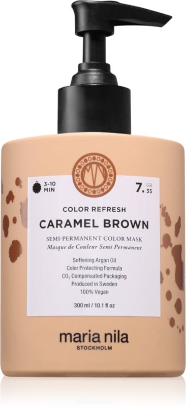 Maria Nila Colour Refresh mască fină de hrănire fără pigmenți permanenți de culoare culoare Caramel Brown 7.35 300 ml