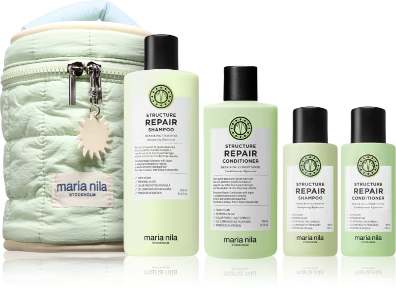 Maria Nila Structure Repair Beauty Bag set cadou pentru păr uscat și deteriorat 4 buc