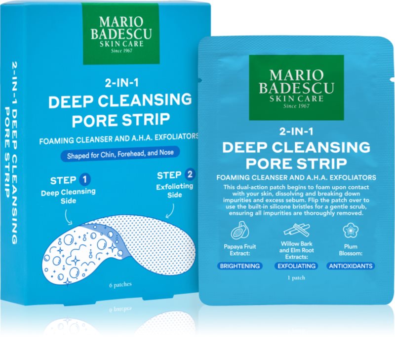 Mario Badescu 2-in-1 Deep Cleansing Pore Strip plasturi pentru piele problematică 2 in 1 6 buc