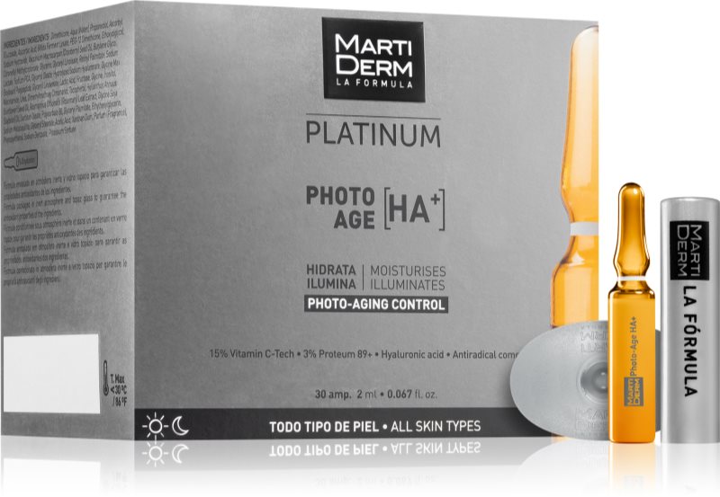 MartiDerm Platinum Photo Age HA+ ser facial anti-îmbătrânire in fiole