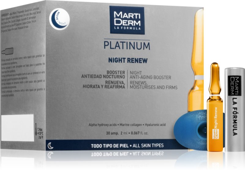 MartiDerm Platinum Night Renew ser de noapte antirid in fiole