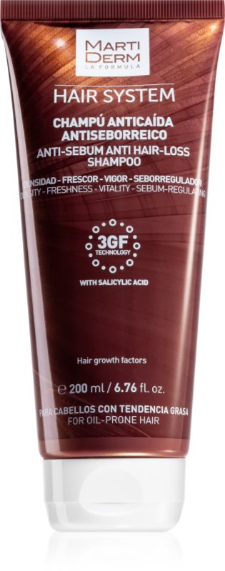 MartiDerm Hair System Anti-Sebum Anti-Hair Loss Shampoo Șampon împotriva căderii părului pentru un scalp seboreic 200 ml