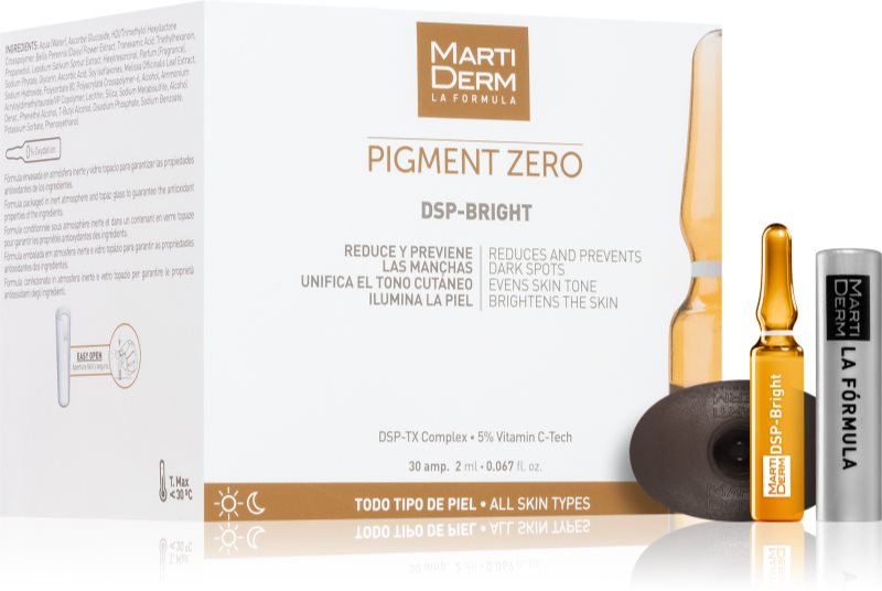MartiDerm Pigment Zero DSP-BRIGHT ser pentru depigmentare cu vitamina C cu vitamina C 30x2 ml
