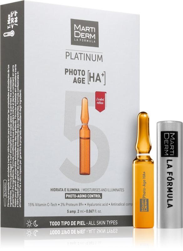 MartiDerm Platinum Photo Age HA+ ser facial anti-îmbătrânire in fiole 5x2 ml