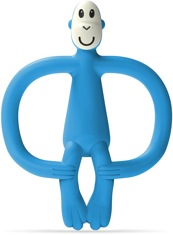 Matchstick Monkey Monkey Teether jucărie pentru dentiție perie 2 in 1 Blue 1 buc
