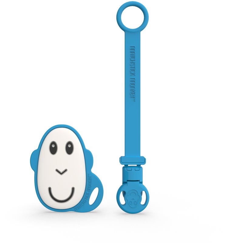 Matchstick Monkey Flat Face Teether & Soother Clip set cadou pentru copii Blue