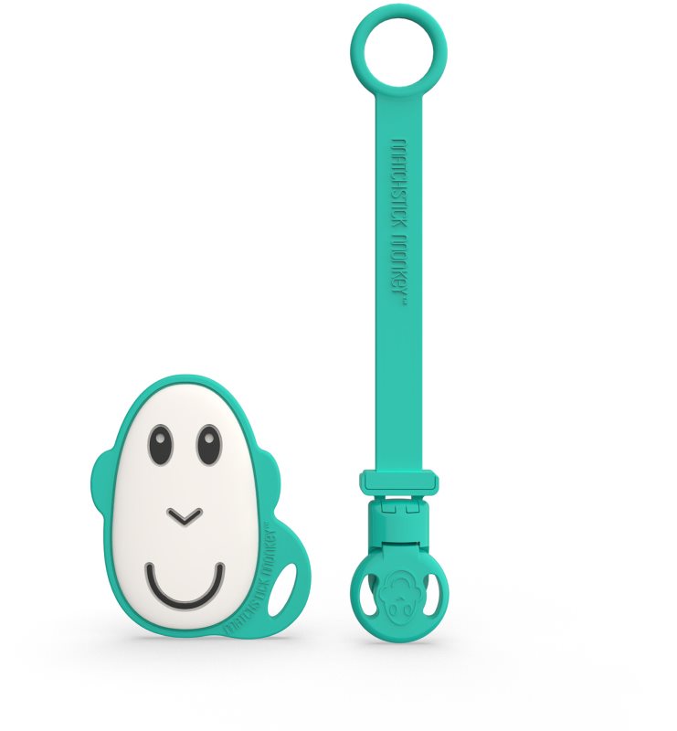 Matchstick Monkey Flat Face Teether & Soother Clip set cadou pentru copii Green