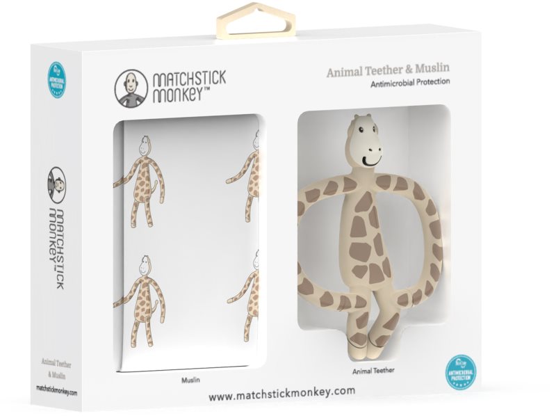 Matchstick Monkey Animal Teether & Muslin Giraffe set cadou pentru copii
