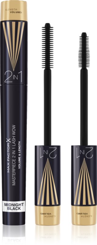 Max Factor Masterpiece Lash Wow mascara pentru volum si curbare 2 in 1 culoare Midnight Black 7 ml