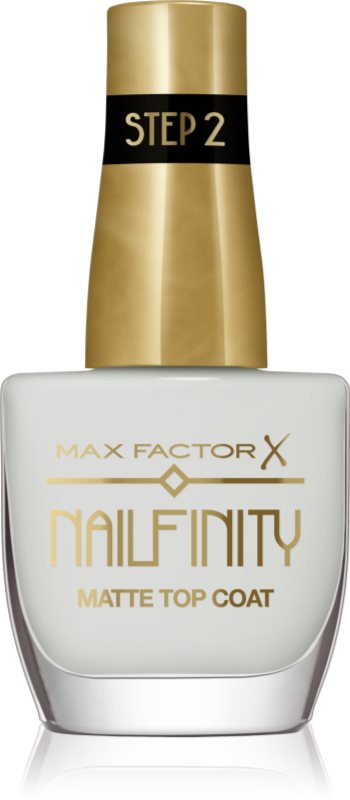 Max Factor Nailfinity Matte Top Coat lac gel de unghii pentru acoperirea superioară cu efect matifiant culoare 101 Velvet Curtain 12 ml