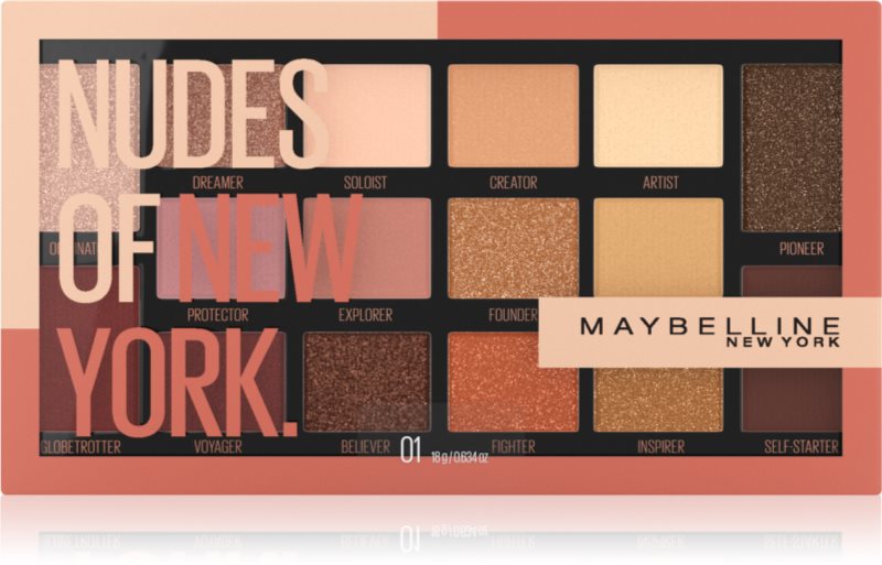 MAYBELLINE NEW YORK Nudes Of New York paletă cu farduri de ochi 18 g
