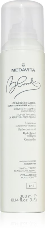Medavita Blondie Ice Blonde Enhancing Conditioning Hair Mousse Spumă cu două faze pentru par blond 300 ml