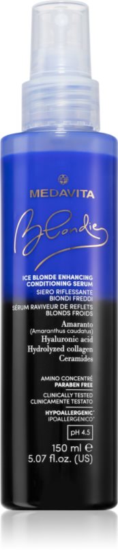 Medavita Blondie Ice Blonde Enhancing Conditioning Serum conditioner Spray Leave-in pentru nuante inchise de blond pH 4.5 150 ml