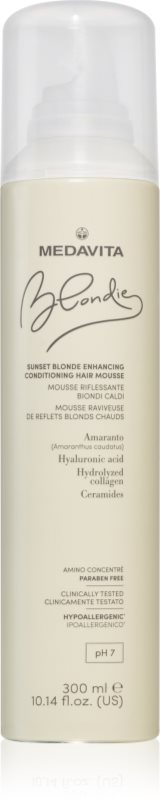 Medavita Blondie Sunset Blonde Enhancing Conditioning Hair Mousse spuma pentru nuante calde de blond 300 ml