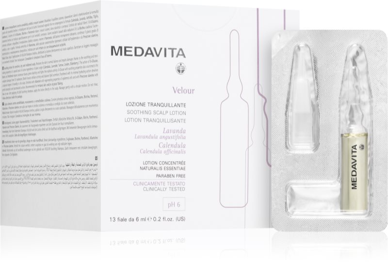 Medavita Velour Soothing Scalp Lotion ingrijire calmanta intensiva pentru păr 12x6 ml