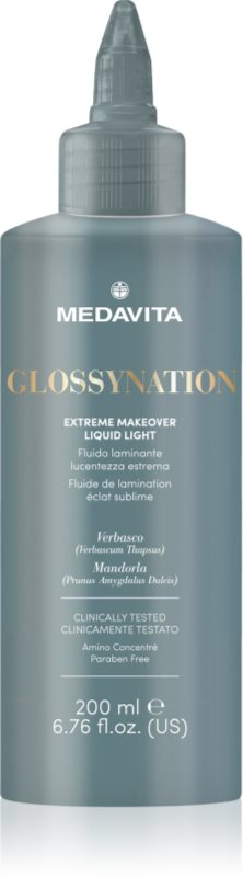 Medavita Glossynation Extreme Makeover Liquid Light Ingrijire hidratantă profundă pentru a lumina parul anost 200 ml