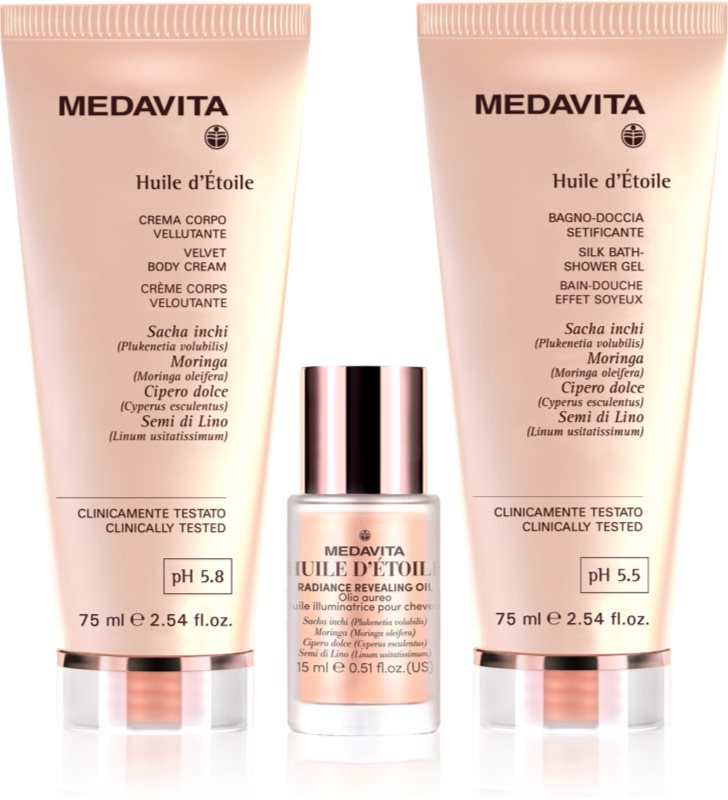 Medavita Huile d'Étolle Moisturizing Hair and Body Travel Set set cadou pentru corp si par pentru femei