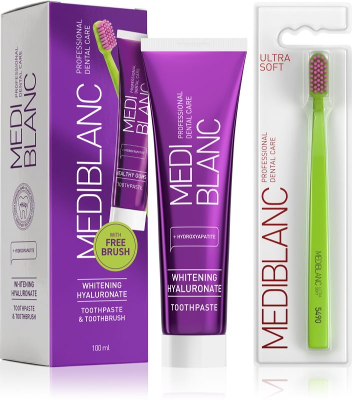 MEDIBLANC Set TP Hyaluron 100ml + TB Ultra Soft Green Single set pentru îngrijirea dentară