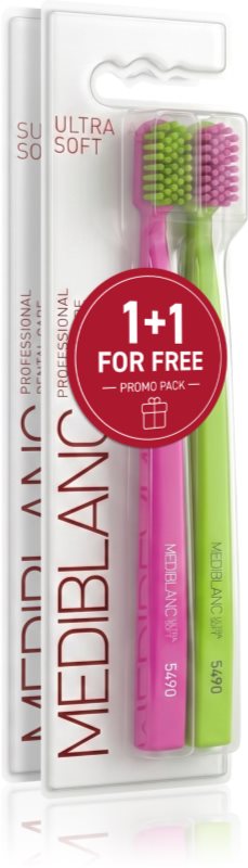 MEDIBLANC Set TB Ultra Soft Pink Green + Super Soft Pink Blue Duopack periuțe de dinți