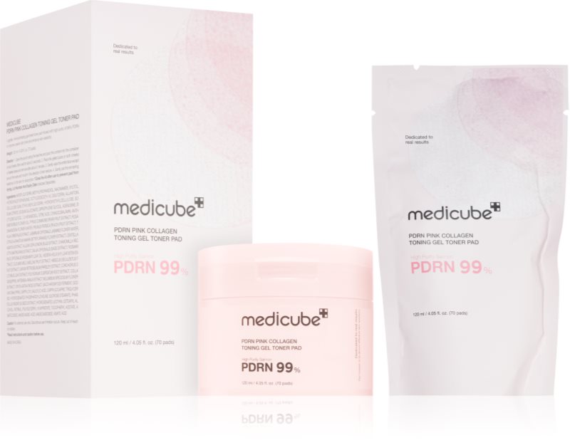 medicube PDRN Pink Collagen Toning Gel Toner Pad dischete de tonifiere pentru strălucirea și netezirea pielii 70 buc