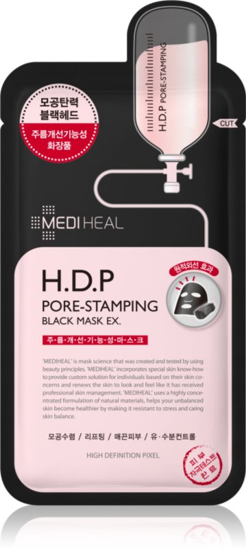 MEDIHEAL Black Mask H.D.P Pore-Stamping masca pentru celule pentru micsorarea porilor 25 ml