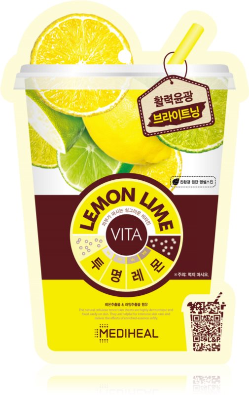MEDIHEAL Vita Mask Lemon Lime mască textilă iluminatoare 20 ml