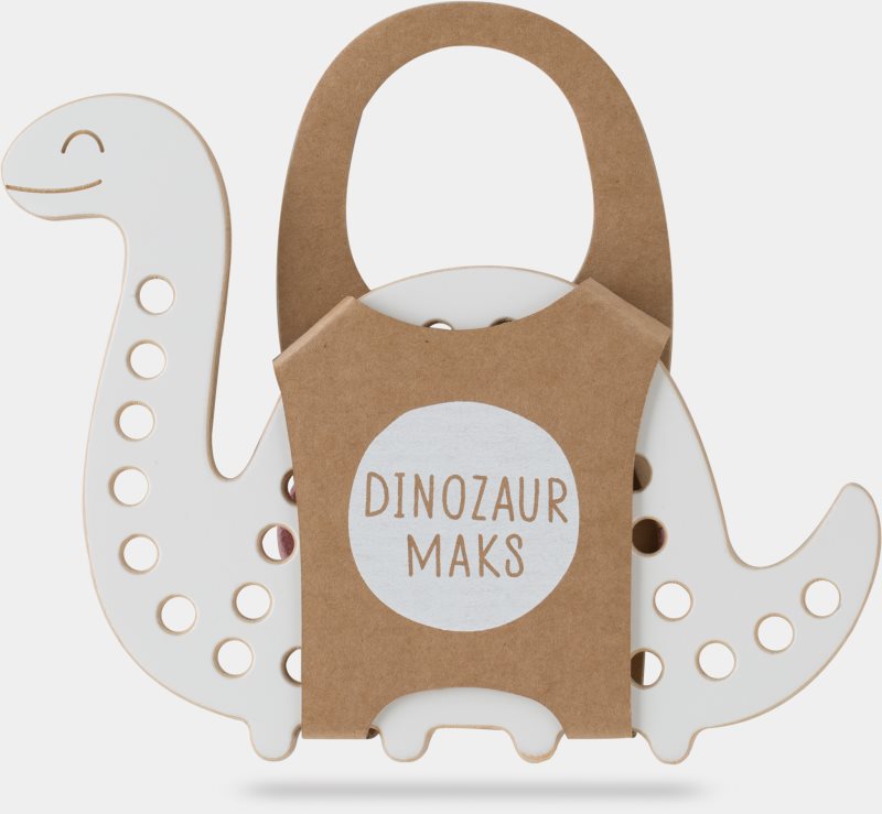 Milin Big Wooden Lacing Toy Dinosaur Max jucărie cu activități 18,5 cm x 11 cm x 0,7 cm 1 buc