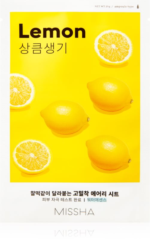 Missha Airy Fit Lemon Mască de iluminare și revitalizare 19 g