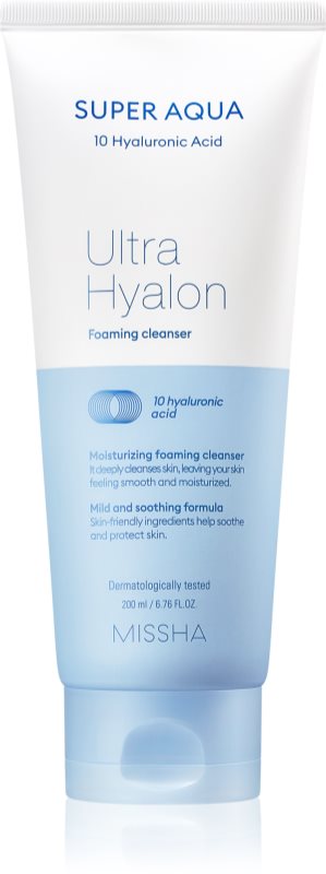 Missha Super Aqua 10 Hyaluronic Acid crema hidratanta pentru curatare 200 ml