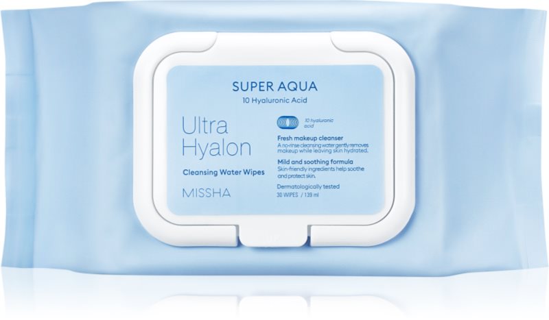 Missha Ultra Hyalon șervețele demachiante pentru make-up cu acid hialuronic 30 buc