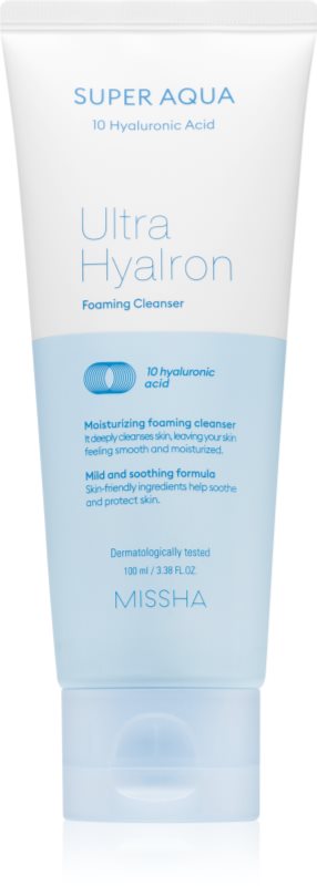 Missha Super Aqua Ultra Hyalron Firming Cleanser gel de curățare blând pentru o hidratare intensa 100 ml